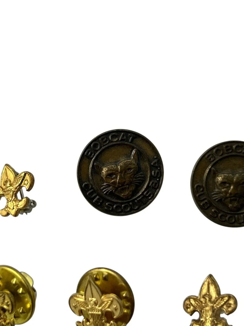 Lot of 8 Boy Scout BSA Wolf Bear Small Lapel Pins Fleur de Lis Be Prepared